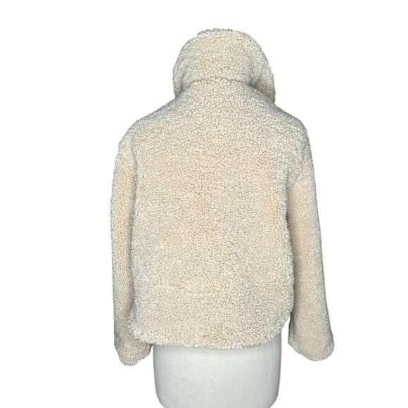 ZARA Teddy Sherpa Bomber Jacket Women's Size Small NWT Tan Brown Cozy Fleece - Picture 3 of 9